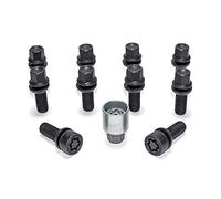 Jeu de Boulons de roue H&R sphérique avec cône mobile R13 M14x1.50 - Longueur 32mm - Noir - 10 pièces (p.e. compatible avec Audi S5) - antivol de roue inclus