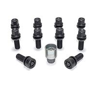Jeu de Boulons de Roue H&R sphérique avec cône Mobile R13 M14x1.50 - Longueur 36mm - Noir - 10 pièces (p.e. Compatible avec Audi S5) - antivol de Roue Inclus