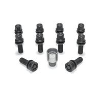 Jeu de Boulons de roue H&R sphérique avec cône mobile R13 M14x1.50 - Longueur 42mm - Noir - 10 pièces (p.e. compatible avec Audi S5) - antivol de roue inclus