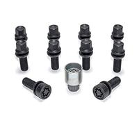 Jeu de Boulons de Roue H&R sphérique avec cône Mobile R13 M14x1.50 - Longueur 45mm - Noir - 10 pièces (p.e. Compatible avec Audi S5) - antivol de Roue Inclus