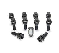 Jeu de Boulons de roue H&R sphérique avec cône mobile R14 M14x1.50 - Longueur 30mm - Noir - 10 pièces (p.e. compatible avec Audi Q3, Q5) - antivol de roue inclus