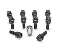 Jeu de Boulons de Roue H&R sphérique avec cône Mobile R14 M14x1.50 - Longueur 40mm - Noir - 10 pièces (p.e. Compatible avec Audi Q3, Q5) - antivol de Roue Inclus