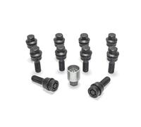 Jeu de Boulons de roue H&R sphérique avec cône mobile R14 M14x1.50 - Longueur 41mm - Noir - 10 pièces (p.e. compatible avec Audi Q3, Q5) - antivol de roue inclus