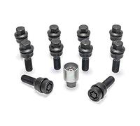 Jeu de Boulons de Roue H&R sphérique avec cône Mobile R14 M14x1.50 - Longueur 48mm - Noir - 10 pièces (p.e. Compatible avec Audi Q3, Q5) - antivol de Roue Inclus