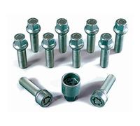 Jeu de Boulons de roue H&R sphérique R13 M14x1.50 - Longueur 37mm - 10 pièces (compatible avec p.e. VAG) - antivol de roue inclus, Argent
