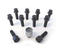 Jeu de Boulons de roue H&R sphérique R17 M14x1.50 - Longueur 40mm - Noir - 10 pièces - antivol de roue inclus