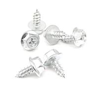 Jeu de boulons et d'écrous, boulons à bride dentelés hexagonaux, vis à bride hexagonale for machines ménagères M3 M4 M5 M6 Phillips à tête autotaraudeuse cruciforme, vis en zinc blanc(M3*12mm)