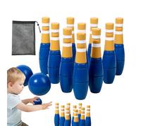 Jeu de Bowling en Bois - Boules Colorées, Design Sûr, Transport Facile | Dimensions 17 cm pour , Cour, intérieur, extérieur, activités éducatives pour la Famille