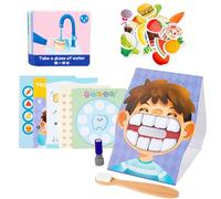 Jeu de brossage des dents - Jeu d'habileté motrice fine - Carte éducative d'hygiène buccale pour - Jeux de société pour jeux de motricité fine avec exercice de défense pour de plus de