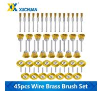 Jeu de brosses à roue en fil de laiton, 45 pièces, tige de 3mm, ensemble de brosses antirouille en métal pour accessoires d'outils rotatifs Dremel 45pcs