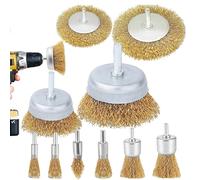 Jeu de brosses à tasse de roue de brosse métallique, roue métallique à tige de 1/4 pouces sertie grossière de 10 paquets pour fixation de perceuse 3PC