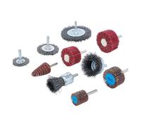 Jeu de brosses métalliques et lamelles de ponçage BGS