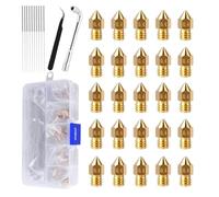 Jeu de Buses pour Imprimante 3D - Accessoires en Laiton 0,4 mm,25 Pièces Buses pour Extrémité Chaude d'Imprimante 3D avec Outils et Boîte de Rangement,pour Maintenance Hot End et