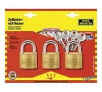 BURG-WÄCHTER, Cadenas à Cylindre, Lot de 3 Cadenas, Trio 222 40 GL SB, Laiton Massif