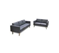 vidaXL Jeu de canapé à 2 places et à 3 places Tissu Gris foncé