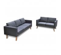 vidaXL Jeu de canapé à 2 places et à 3 places Tissu Gris foncé