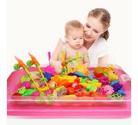 Jeu De Canne À Pêche Magnétique Pour Enfants, 40 Pièces, Créatif, Avec Piscine Gonflable, Jeu De Plein Air