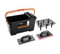 Jeu de carreaux : récipient avec grille et rouleaux 24l, truelle avec...