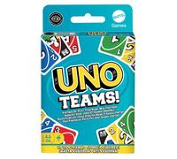 Mattel Games UNO Teams Jeu de cartes pour enfants et adultes, pour des soirées jeux en famille, en voyage et lors de fêtes, avec des règles spéciales pour jouer en équipes de deux, HTX58