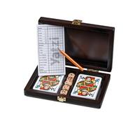Jeu de cartes avec dés et carte de score Yahtzi 19x12.5x4cm