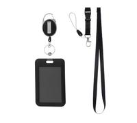 Jeu de cartes de permis de travail, porte-badge avec corde rétractable pour le cou, plaque de protection sur la poitrine avec coque rigide pour l'accès(1 set)