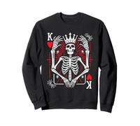 Jeu de cartes de poker squelette amusant King of Hearts Halloween Sweatshirt