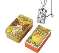 Jeu de Cartes de Tarot en Feuille d'or de qualité supérieure dans Une boîte en métal Robuste - Idéal pour Les débutants - Langue Anglaise (Golden Art Nouveau Tarot)