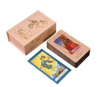 Jeu de cartes de tarot holographiques or rose, jeu de tarot pour débutant avec guide, chaudron de sorcière, cartes de tarot étanches dans un coffret cadeau magnétique de luxe