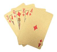 Jeu de Cartes en Plastique Feuille D'or avec Surface en Relief, Petite et Portable, Boîte de Rangement Dorée pour Fête Plage Camping Loisirs