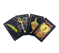Jeu de cartes espagnol, jeux de cartes espagnols originaux, cartes Briscas de Porto Rico, jeu de cartes espagnol original, cartes à jouer mexicaines [Luxe noir et or feuille classique] [PVC étanche]