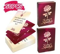 Jeu de cartes Love Spark Rose Gold pour couples, cartes de conversation intime et romantique, cartes de questions-réponses pour soirée en amoureux pour adultes, mini boîte portable, cadeau pour la Sai
