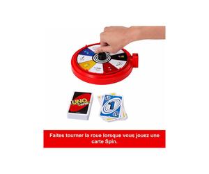 Jeu de cartes Mattel Games UNO Wizz avec spinner, 112 cartes, 2 à 10 joueurs, 7 ans et plus, multicolore