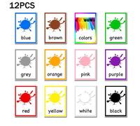 Jeu De Cartes Montessori Pour Enfants, 12 Pièces/Ensemble, Apprentissage Des Mots Anglais, Jeu De Mémoire En Couleurs, Éducatif, R3k8