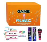 Jeu de Cartes Musical Karaoké | Jeu de Société Ludique pour Amateurs de Musique - Activité Interactive avec Microphone pour 2 À 10 Joueurs avec 125 Cartes Et 250+ Paroles pour Soirées en Famille