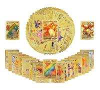 Jeu de cartes Pokemon Française - 55 Cartes brillantes Plaquées OR -RARE - SANS Doublons