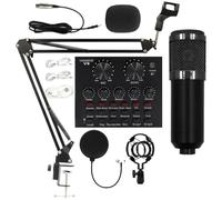 Jeu de cartes son de streaming en direct - Support de microphone, outil de diffusion | Kit bras de microphone réglable, interface de mixage audio USB de studio pour enregistrement vocal, perform