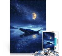 Jeu de Casse-tête Baleine Solitaire au Clair de Lune Puzzles pour Adolescents de 1000 pièces 26x38cm Cadeaux du Père Noël Secret à partir de 14 Ans