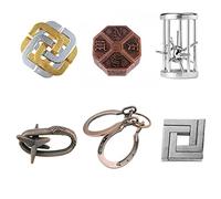 Jeu de Casse-Tête en Métal pour Adultes et Enfants - 6 Pièces, 3D Puzzle Set , Jeux de Réflexion IQ, Cadeau Original pour Noël ou Anniversaire - Logique Test Brain Teaser, Fêtes Jeu de d'anniversaire