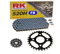 Jeu de chaînes pour Kymco Mxer 50 02-04 - Chaîne RK FB 520 H 78 - Ouvert - Bleu - 15/30