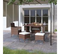 Jeu de Chaise et Tabouret de Jardin 4 pcs Résine Tressée Marron Balcon vidaXL