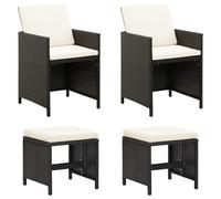 Vidaxl Jeu De Chaise Et Tabouret De Jardin 4 Pcs Résine Tressée Noir Noir