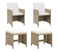 Chaises de jardin avec tabourets lot de 2 Résine tressée Beige