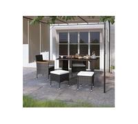 Jeu de chaise et tabouret de jardin 4 pcs Résine tressée Noir 310614