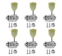 Jeu de chevilles d'accordage pour guitare Gibson Les 3L Deluxe Rétro Tête Argent Or Robuste Métal Plastique Aspect Unique Pierre de jade synthétique Fabrication précise 3 gauches 3 têtes de machine à