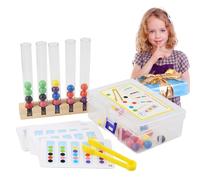 Jeu de classification des couleurs en bois : tube à essai avec perles et boules pour la motricité fine | Jouet éducatif pour | Jeu de concentration et de pensée Log