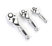 Jeu de clés à cliquet 1/4", 3/8", 1/2" - Tête réversible à dégagement rapide à 72 dents, outil à main compact triple taille pour automobile, moto (noir)