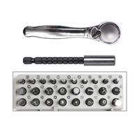 Jeu de clés à cliquet 26 en 1 - Poignée ergonomique - Tournevis à angle droit avec embout remplaçable pour l'entretien du smartphone - Clé à cliquet - Poignée ergonomique - Tournevis à angle droit