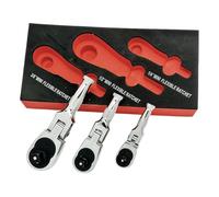 Jeu de clés à cliquet 72 dents tête flexible angle de rotation 5 degrés pour douilles 1/4" 3/8" 1/2" en acier au chrome vanadium