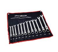 Jeu de clés à cliquet Kraft Müller KM-12PCS-FLEX avec Etui transport, 12 pièces Cles, Flexible, articulées, 8 à 22mm, Mécanicien