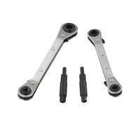 Jeu de clés à cliquet pour réparation CVC et réfrigération - 4 pièces Outil de valve de climatiseur avec levier à rabat rapide, compatible avec valves de 3/16", 5/16", 1/4", 3/8", métal